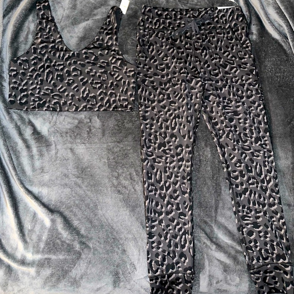 NWT Aerie gray leopard print set